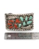 Vintage ANGIE CALAVAZA Zuni Handmade Sterling Silver Turquoise Coral Belt Buckle
